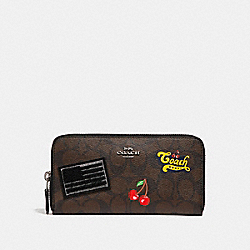 ACCORDION ZIP WALLET IN SIGNATURE CANVAS WITH AMERICAN DREAMING PATCHES - COACH f26392 - BROWN BLACK/MULTI/SILVER