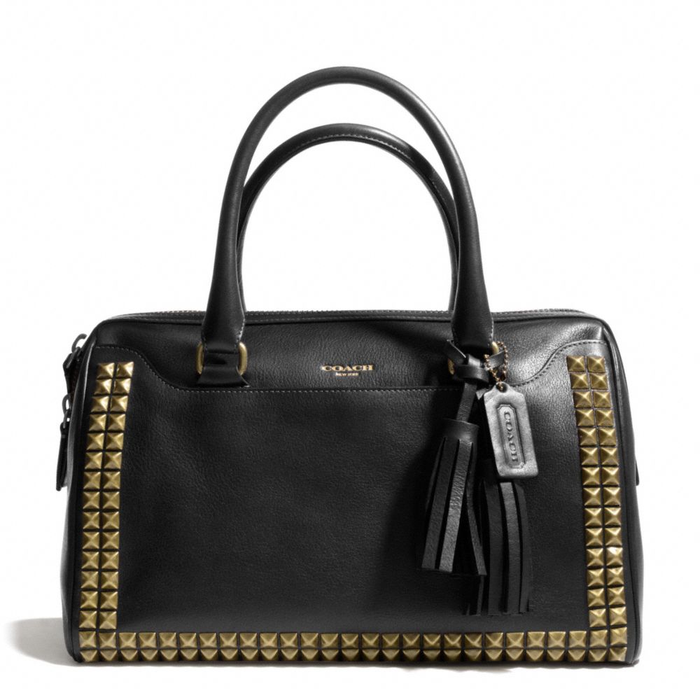 COACH f26404 HALEY STUDDED LEATHER SATCHEL AB/BLACK