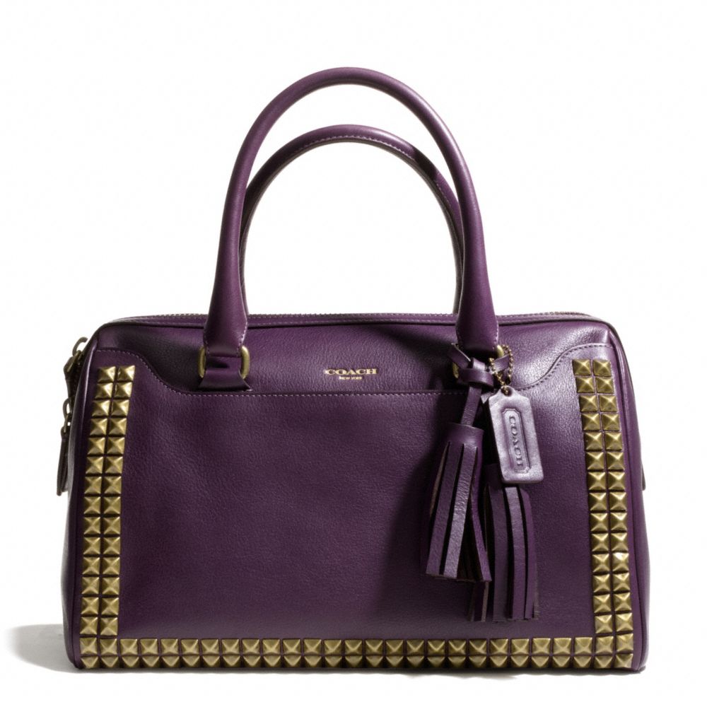 COACH F26404 Haley Studded Leather Satchel AB/BLACK VIOLET