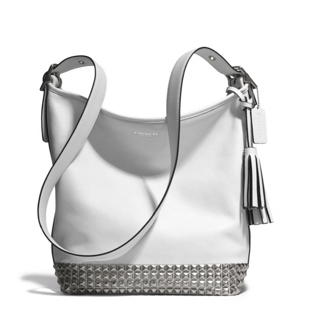 STUDDED LEATHER DUFFLE - ANTIQUE NICKEL/WHITE - COACH F26413