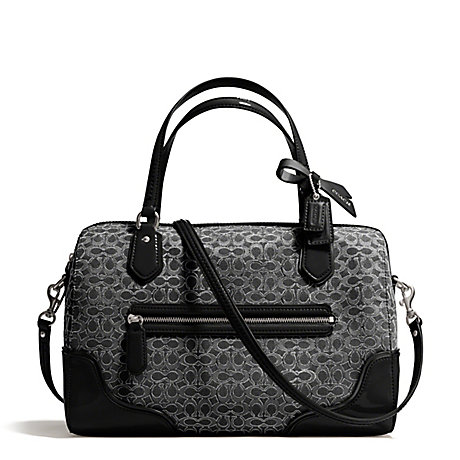 COACH POPPY EAST/WEST SATCHEL IN SIGNATURE METALLIC OUTLINE FABRIC - SILVER/BLACK/BLACK - f26426