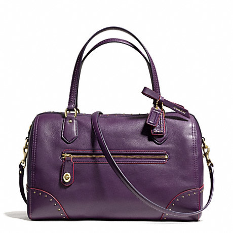 COACH F26434 POPPY EAST/WEST SATCHEL IN STUDDED LEATHER BRASS/BLACK-VIOLET