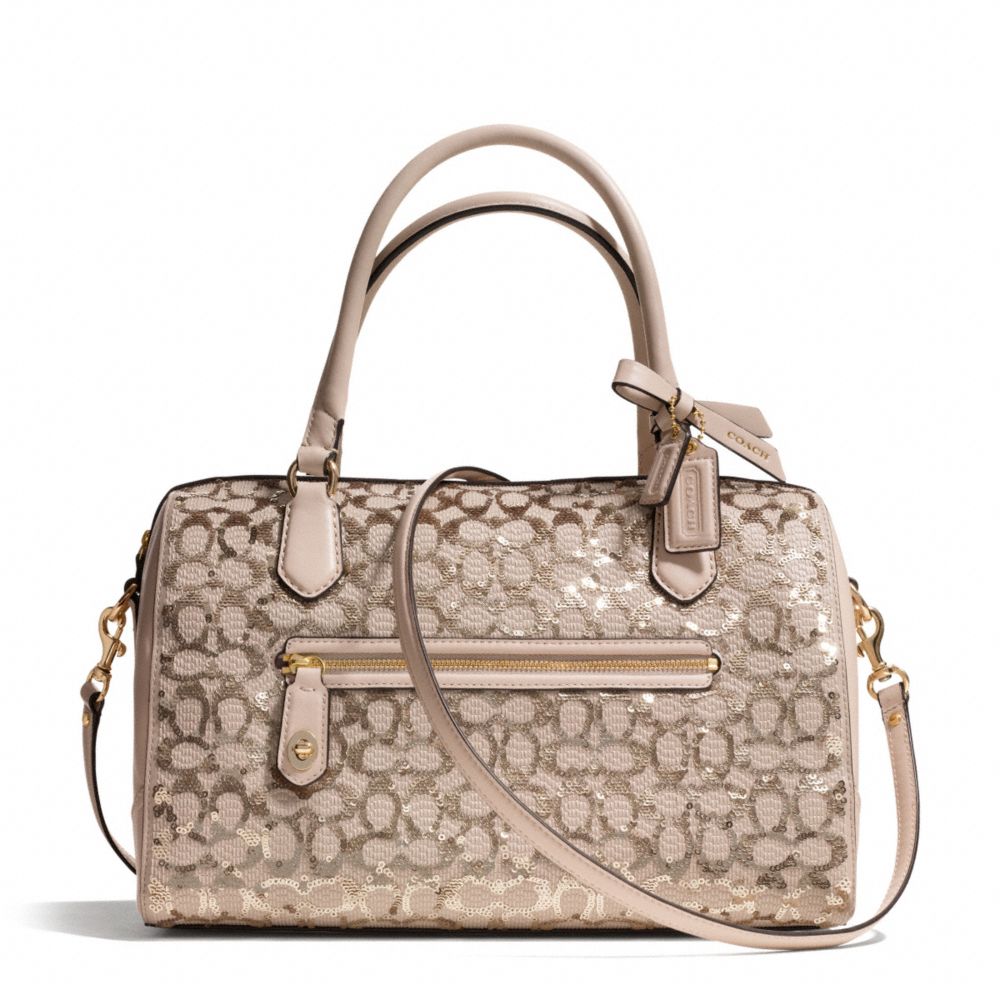 COACH F26438 POPPY SEQUIN SIGNATURE C EAST/WEST SATCHEL LIGHT-GOLD/CHAMPAGNE