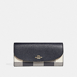 SLIM ENVELOPE WALLET WITH BUFFALO PLAID PRINT - COACH f26453 - MIDNIGHT MULTI/LIGHT GOLD