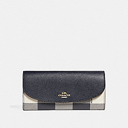 COACH F26453 - SLIM ENVELOPE WALLET WITH BUFFALO PLAID PRINT MIDNIGHT MULTI/LIGHT GOLD