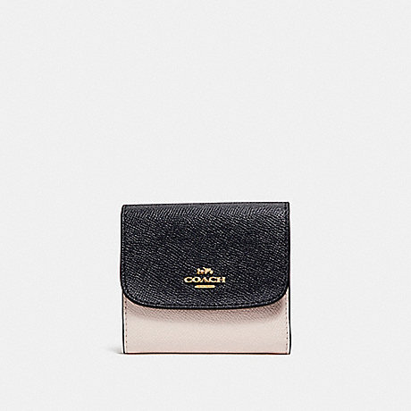 COACH F26458 SMALL WALLET IN COLORBLOCK MIDNIGHT/CHALK/Light-Gold