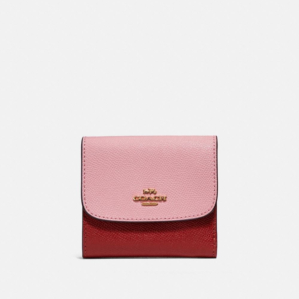 COACH F26458 SMALL WALLET IN COLORBLOCK BLUSH/TERRACOTTA/LIGHT-GOLD