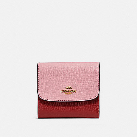 COACH F26458 SMALL WALLET IN COLORBLOCK BLUSH/TERRACOTTA/LIGHT-GOLD
