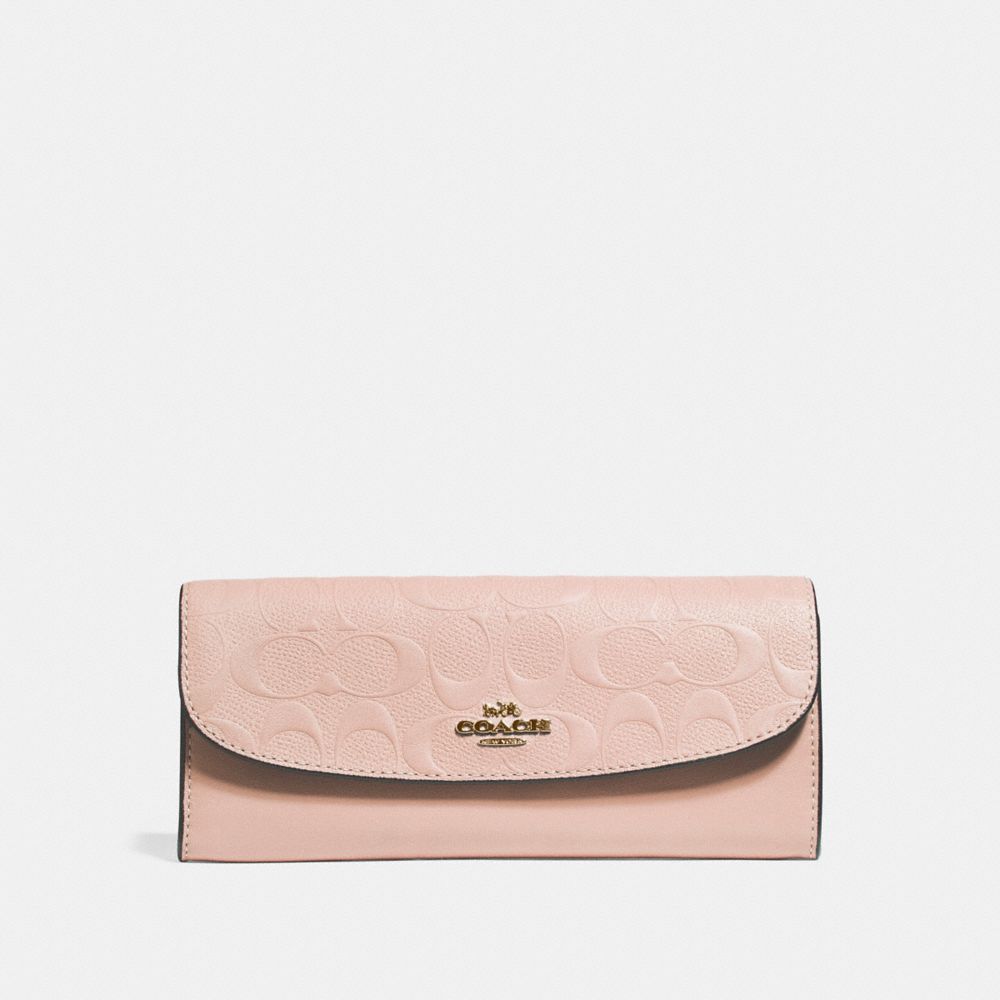 SOFT WALLET IN SIGNATURE LEATHER - COACH f26460 - NUDE PINK/LIGHT  GOLD