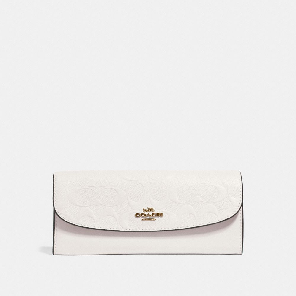 COACH SOFT WALLET IN SIGNATURE LEATHER - CHALK/LIGHT GOLD - f26460