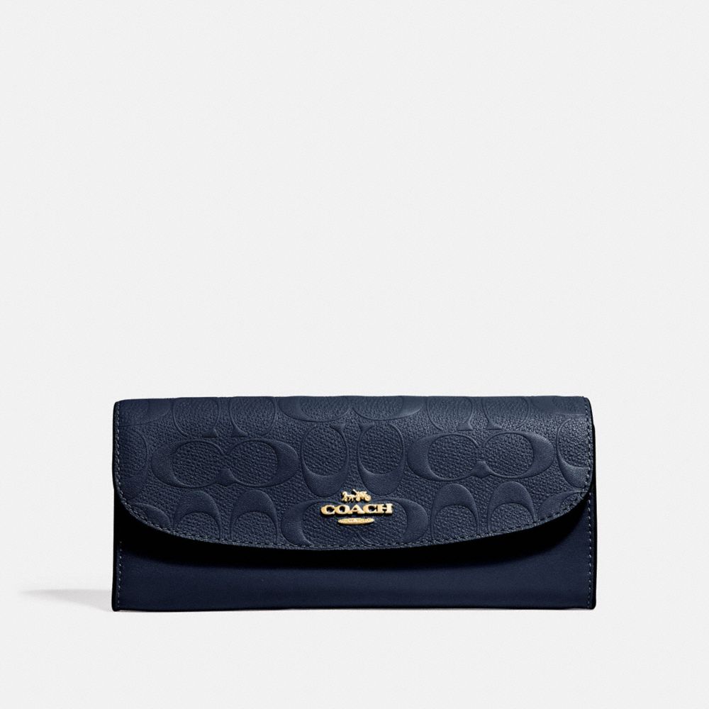 SOFT WALLET IN SIGNATURE LEATHER - MIDNIGHT/LIGHT GOLD - COACH F26460
