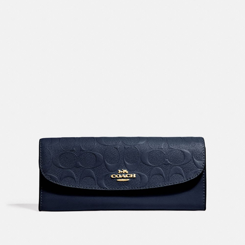 COACH F26460 SOFT WALLET IN SIGNATURE LEATHER MIDNIGHT/LIGHT GOLD