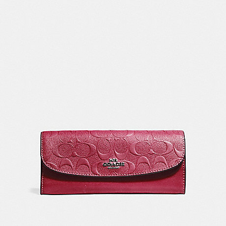 COACH SOFT WALLET IN SIGNATURE LEATHER - HOT PINK/SILVER - F26460