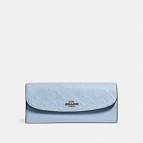 COACH F26460 SOFT WALLET IN SIGNATURE LEATHER SILVER/POOL