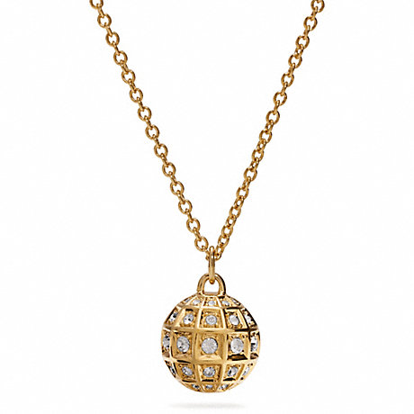COACH LONG BEVELED PAVE BALL NECKLACE -  - f26501