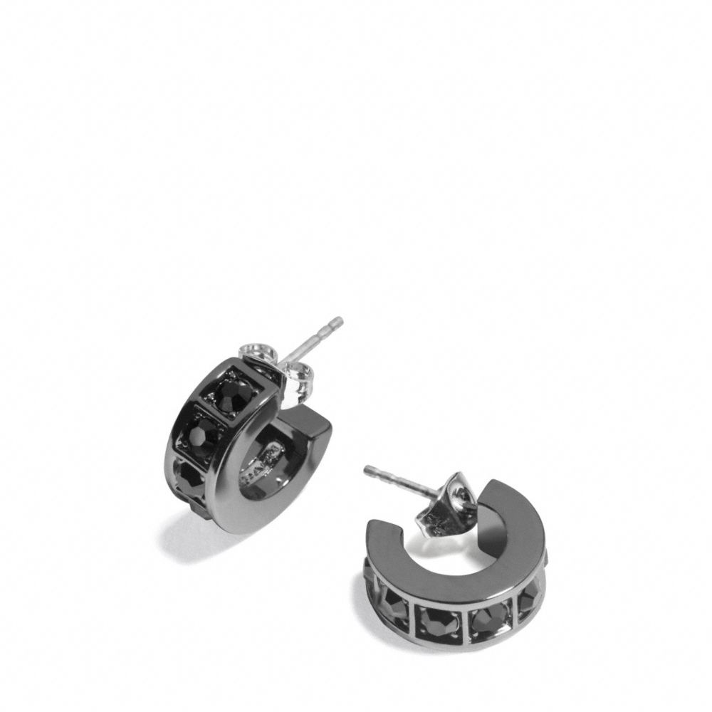 COACH BEVELED PAVE HUGGIE EARRINGS - BLACK - f26503