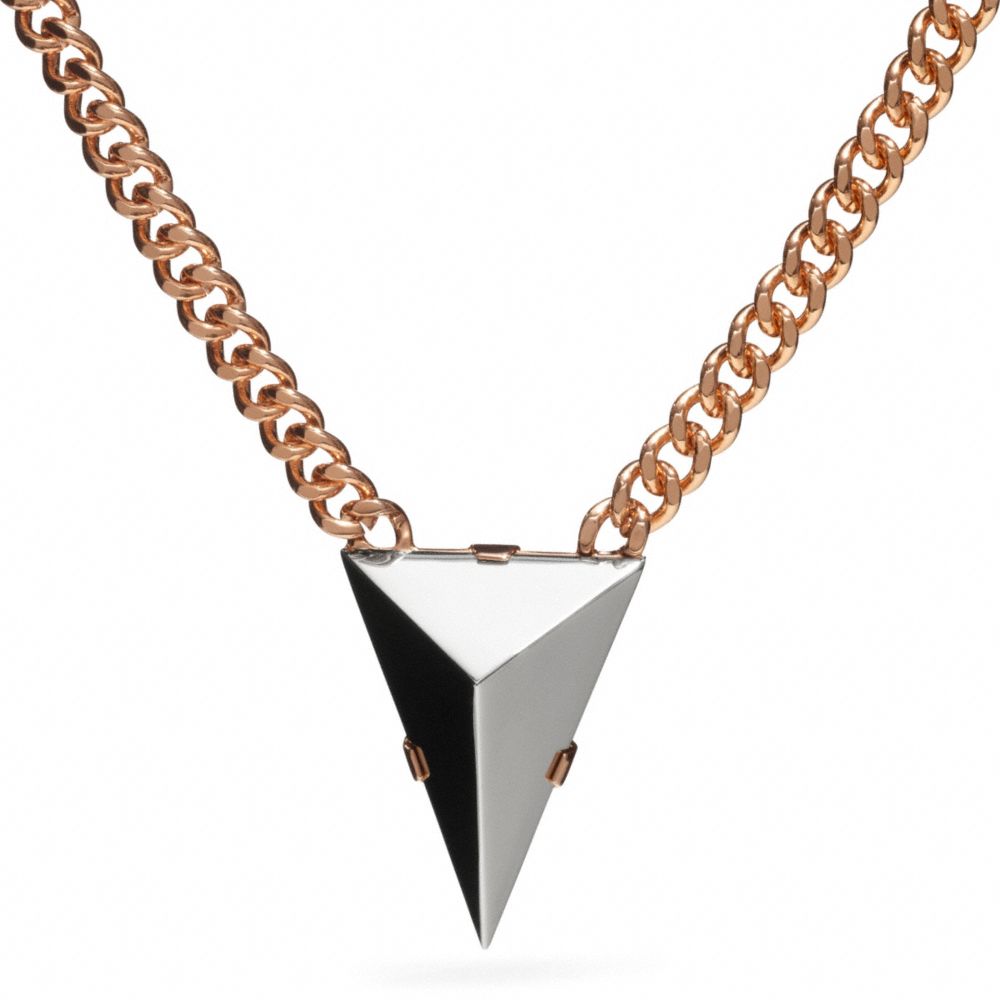 COACH SHORT PYRAMID SPIKE NECKLACE - SILVER - f26518