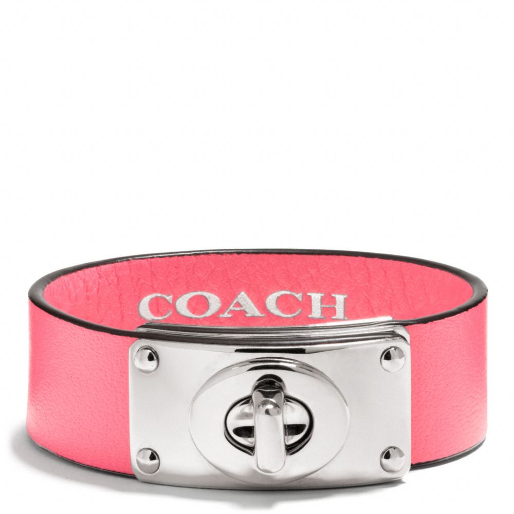 COACH F26551 Small Leather Turnlock Plaque Bracelet 
