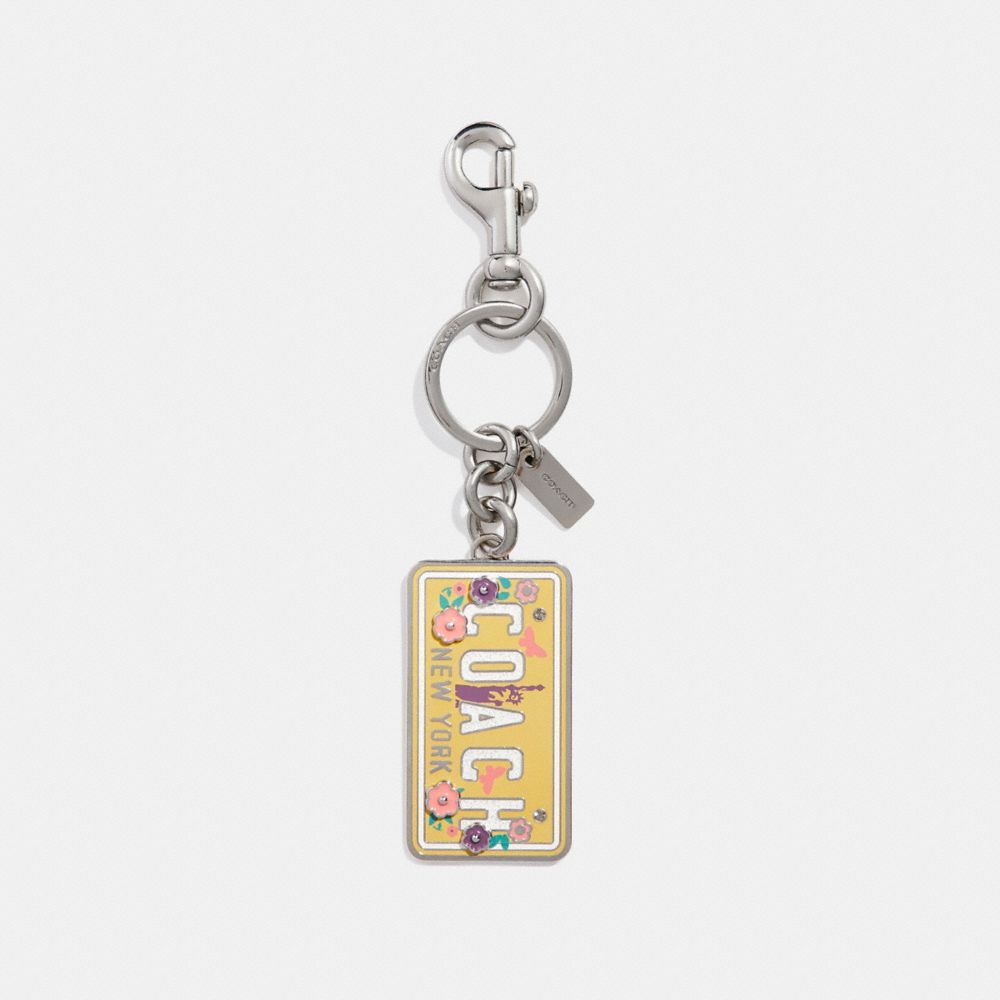 COACH LICENSE PLATE BAG CHARM - SILVER/CANARY - COACH F26575