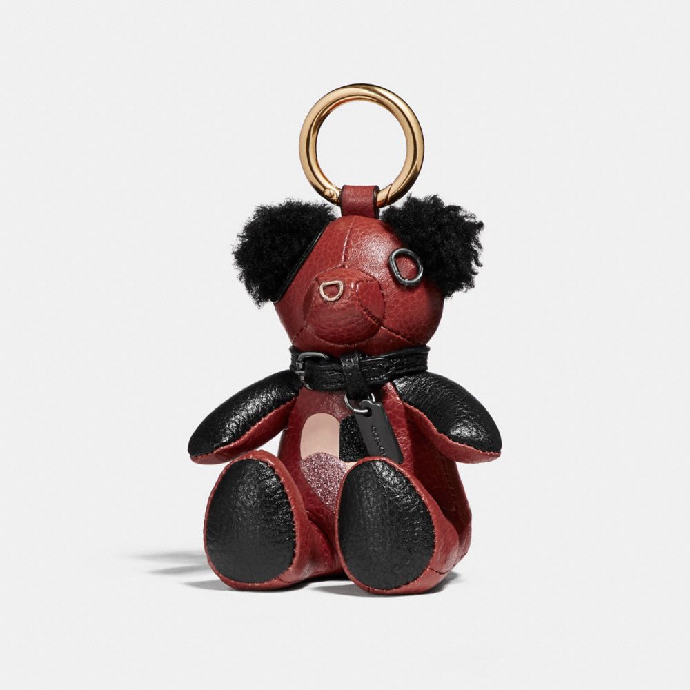 CHECKER HEART BEAR BAG CHARM - f26578 - TERRACOTTA/GOLD