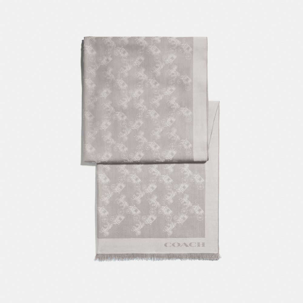 COACH F26587 BICOLOR HORSE AND CARRIAGE OBLONG SCARF GREY BIRCH