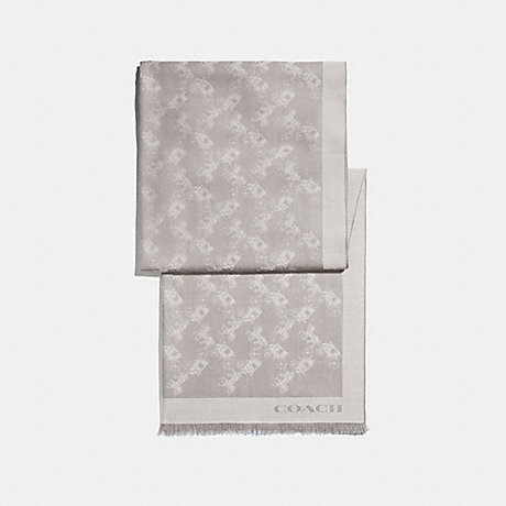 COACH BICOLOR HORSE AND CARRIAGE OBLONG SCARF - GREY BIRCH - F26587