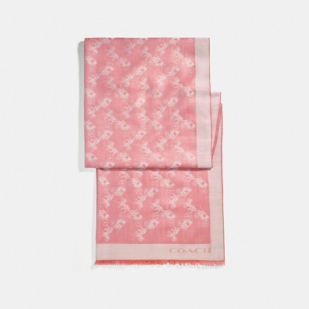 BICOLOR HORSE AND CARRIAGE OBLONG SCARF - ROSE PETAL - COACH F26587