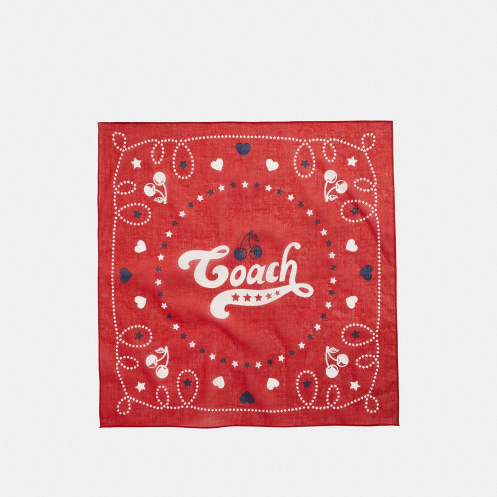 COACH COACH CHERRY BANDANA - DARK RED - f26598