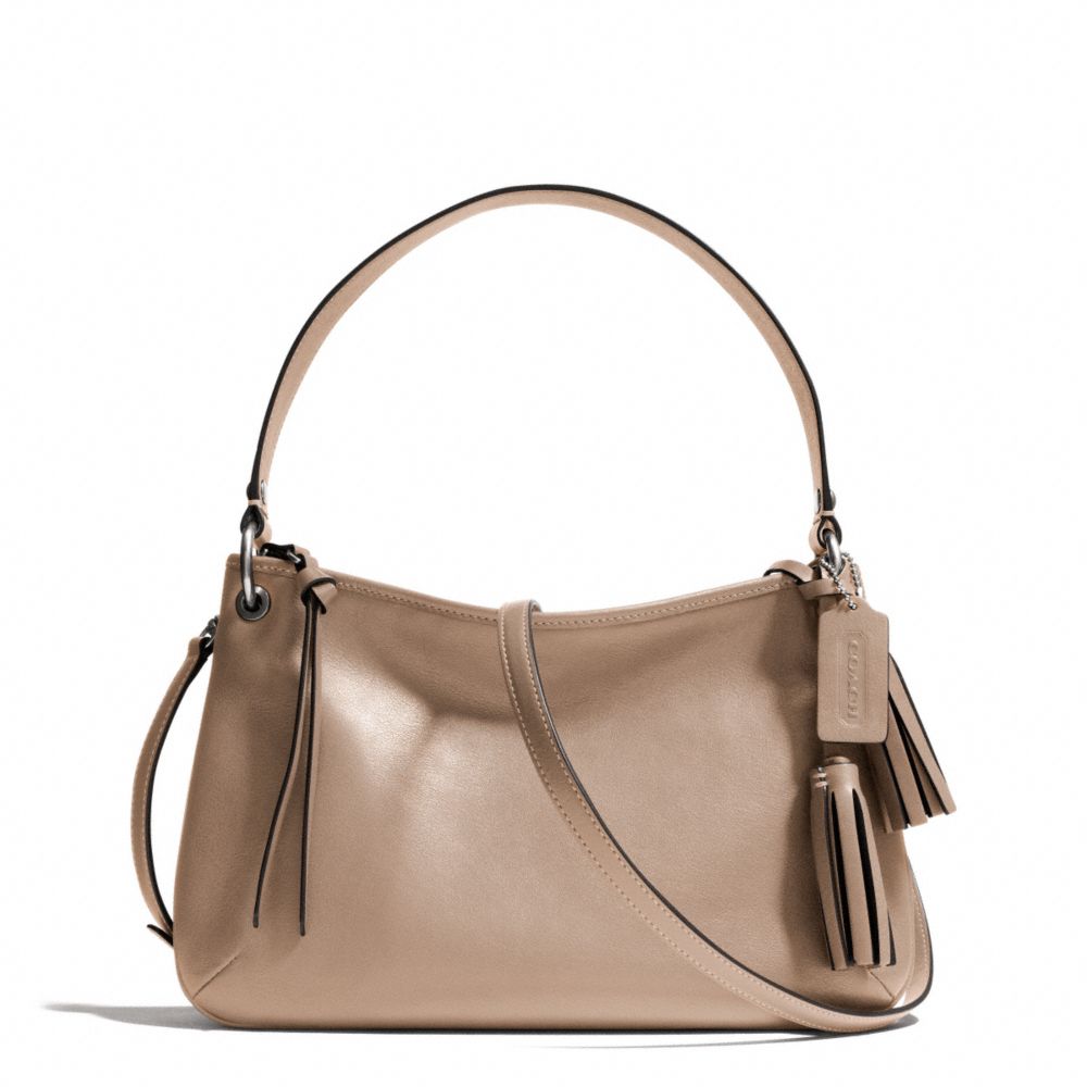 LEATHER DOUBLE GUSSET CROSSBODY - SILVER/LIGHT KHAKI - COACH F26601