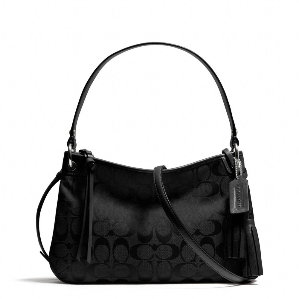 SIGNATURE DOUBLE GUSSET CROSSBODY - COACH F26602 - SILVER/BLACK/BLACK