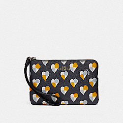 CORNER ZIP WRISTLET WITH CHECKER HEART PRINT - f26614 - MIDNIGHT MULTI/LIGHT GOLD