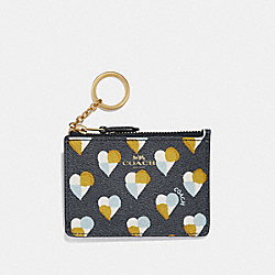 COACH MINI ID SKINNY WITH CHECKER HEART PRINT - MIDNIGHT MULTI/LIGHT GOLD - F26615