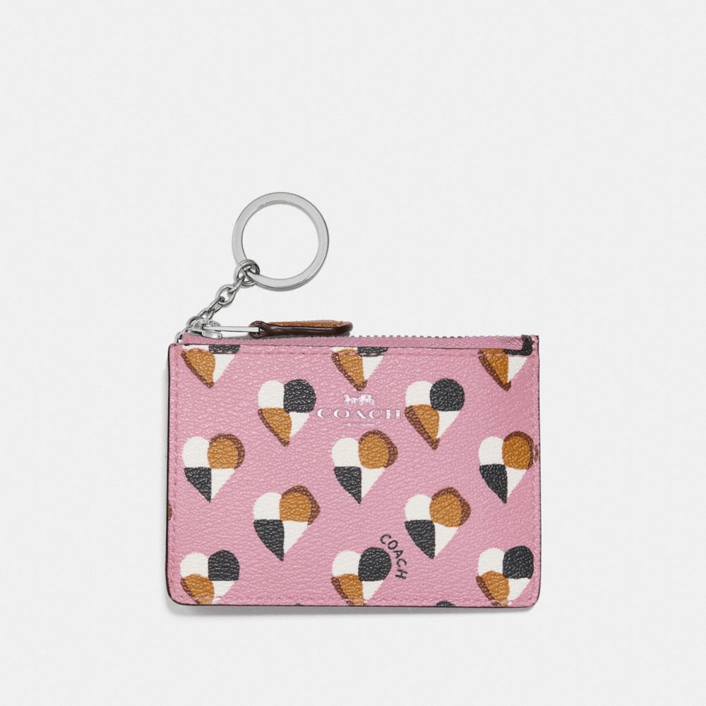 MINI ID SKINNY WITH CHECKER HEART PRINT - SILVER/BLUSH MULTI - COACH F26615