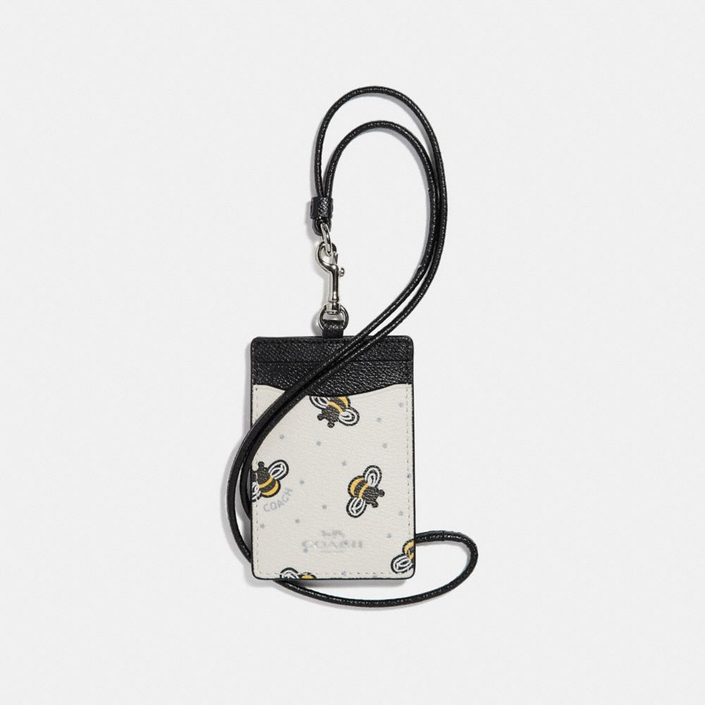 COACH F26654 ID LANYARD WITH BEE PRINT CHALK MULTI/SILVER