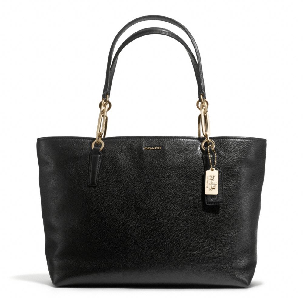 COACH MADISON LEATHER EAST/WEST TOTE - LIGHT GOLD/BLACK - F26769