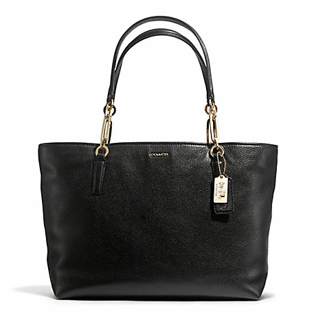 COACH MADISON LEATHER EAST/WEST TOTE - LIGHT GOLD/BLACK - f26769