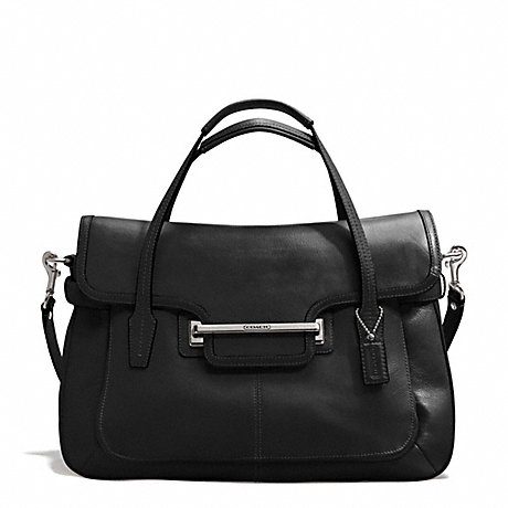 TAYLOR LEATHER MARIN FLAP SATCHEL - COACH F26781 - SILVER/BLACK