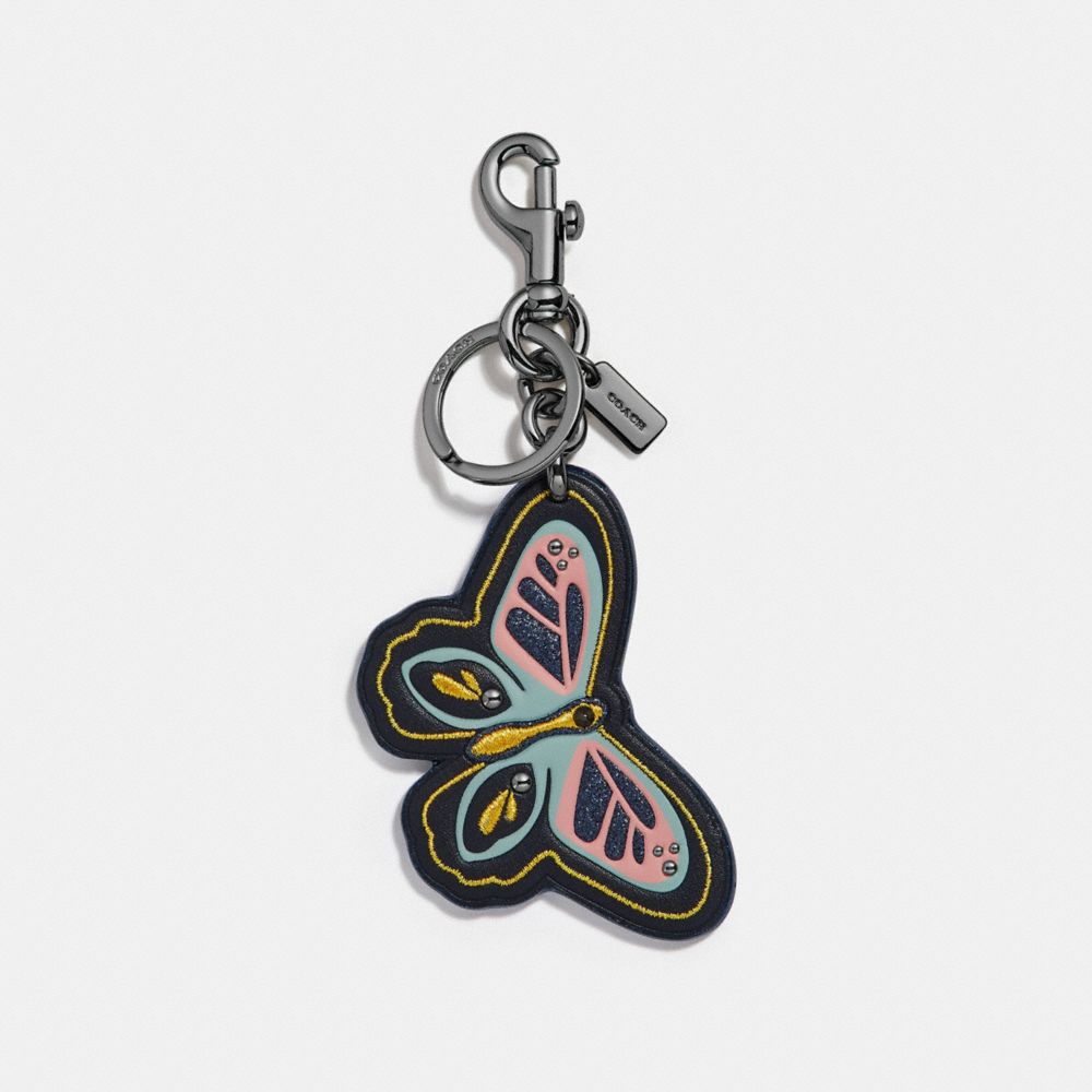 PRETTY PRAIRIE BUTTERFLY BAG CHARM - f26789 - MIDNIGHT NAVY/SILVER