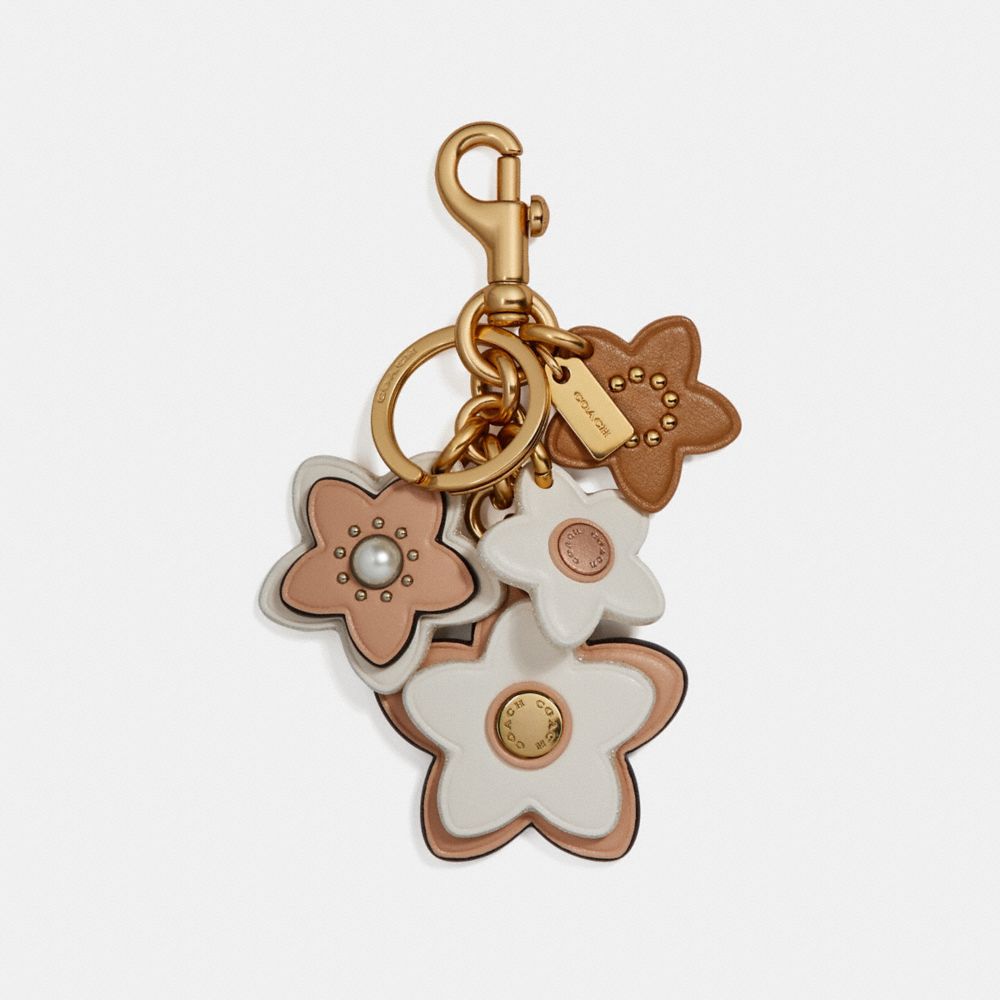 COACH f26790 WILDFLOWER MIX BAG CHARM GOLD/CHALK