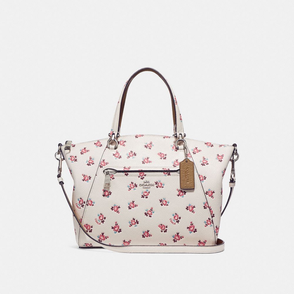 PRAIRIE SATCHEL WITH FLORAL BLOOM PRINT - F26792 - CHALK MULTI/SILVER