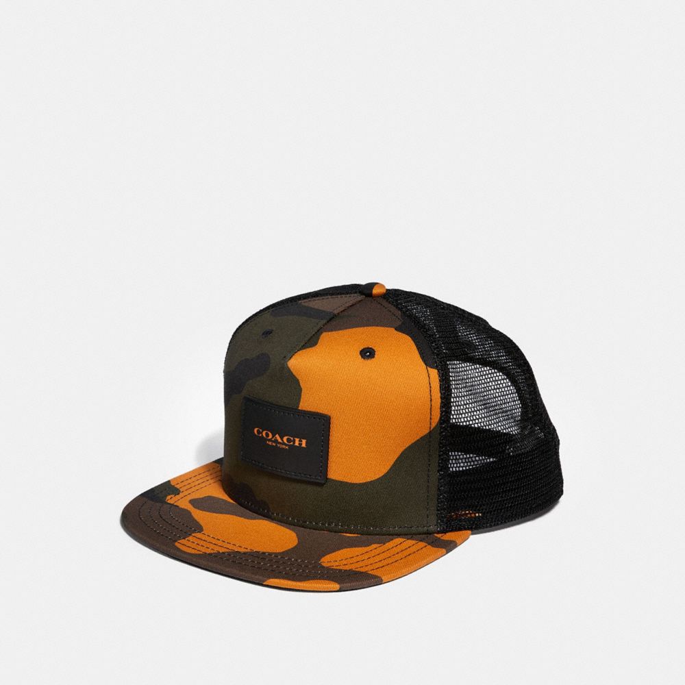 FLAT BRIM HAT WITH CAMO PRINT - F26793 - TANGERINE CAMO