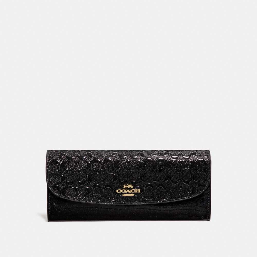 COACH F26814 - SOFT WALLET IN SIGNATURE LEATHER BLACK/LIGHT GOLD