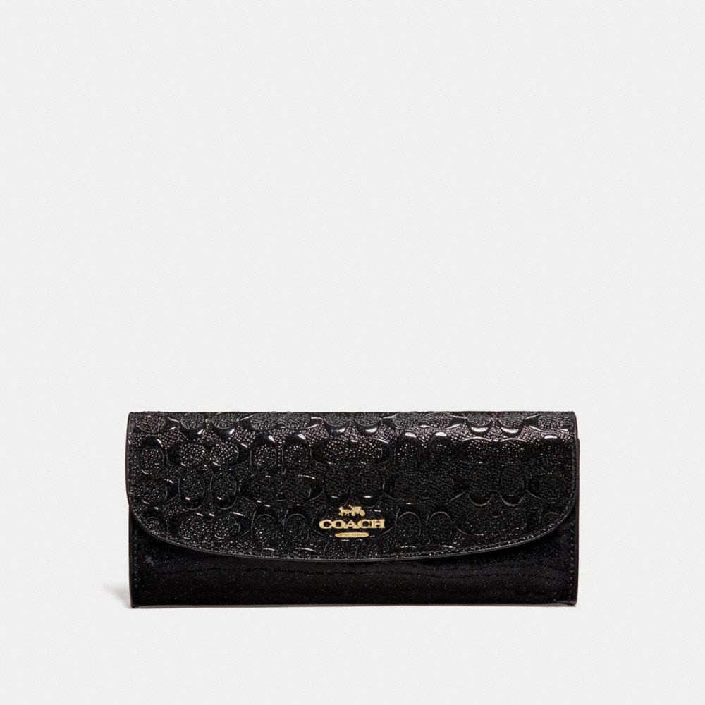 COACH F26814 SOFT WALLET IN SIGNATURE LEATHER BLACK/LIGHT GOLD