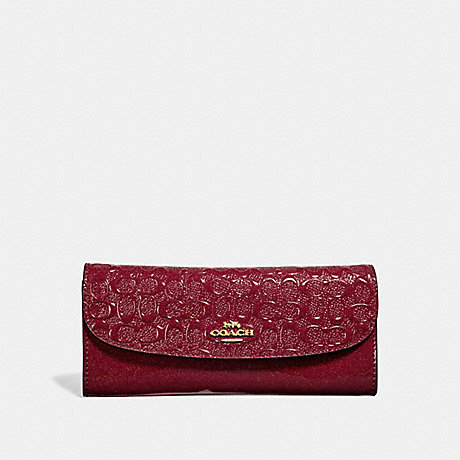 COACH SOFT WALLET IN SIGNATURE LEATHER - CHERRY /LIGHT GOLD - F26814