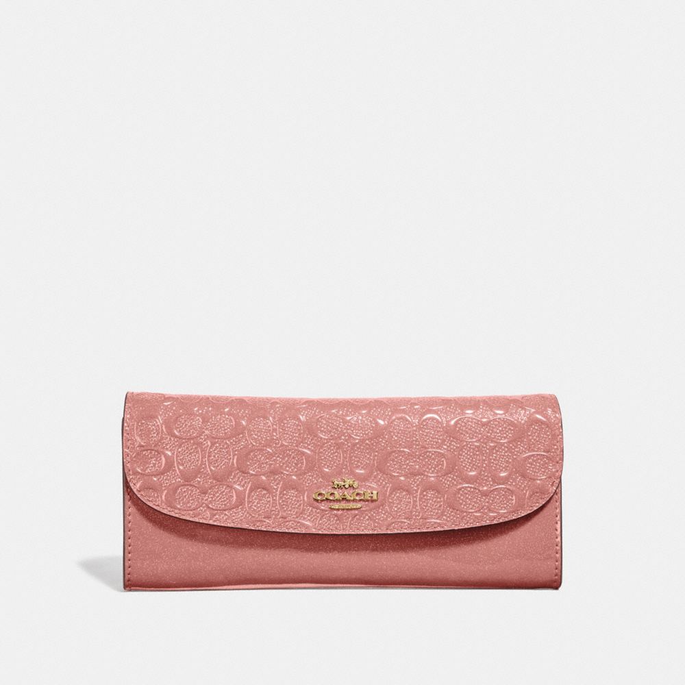 COACH F26814 - SOFT WALLET IN SIGNATURE LEATHER MELON/LIGHT GOLD