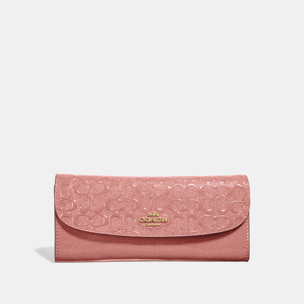 COACH F26814 SOFT WALLET IN SIGNATURE LEATHER MELON/LIGHT GOLD