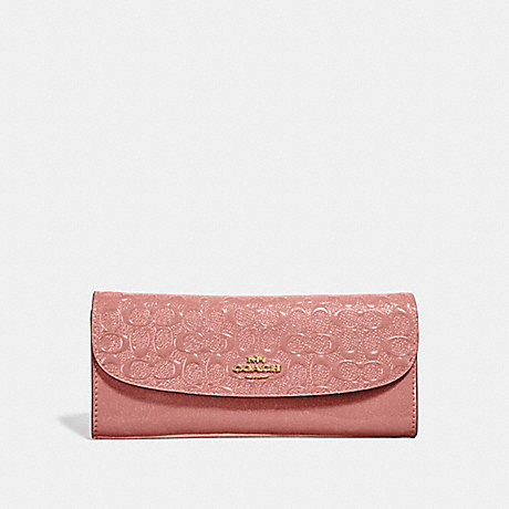 COACH F26814 SOFT WALLET IN SIGNATURE LEATHER MELON/LIGHT GOLD