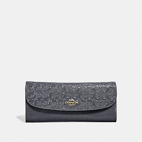 COACH F26814 SOFT WALLET IN SIGNATURE LEATHER MIDNIGHT/LIGHT GOLD