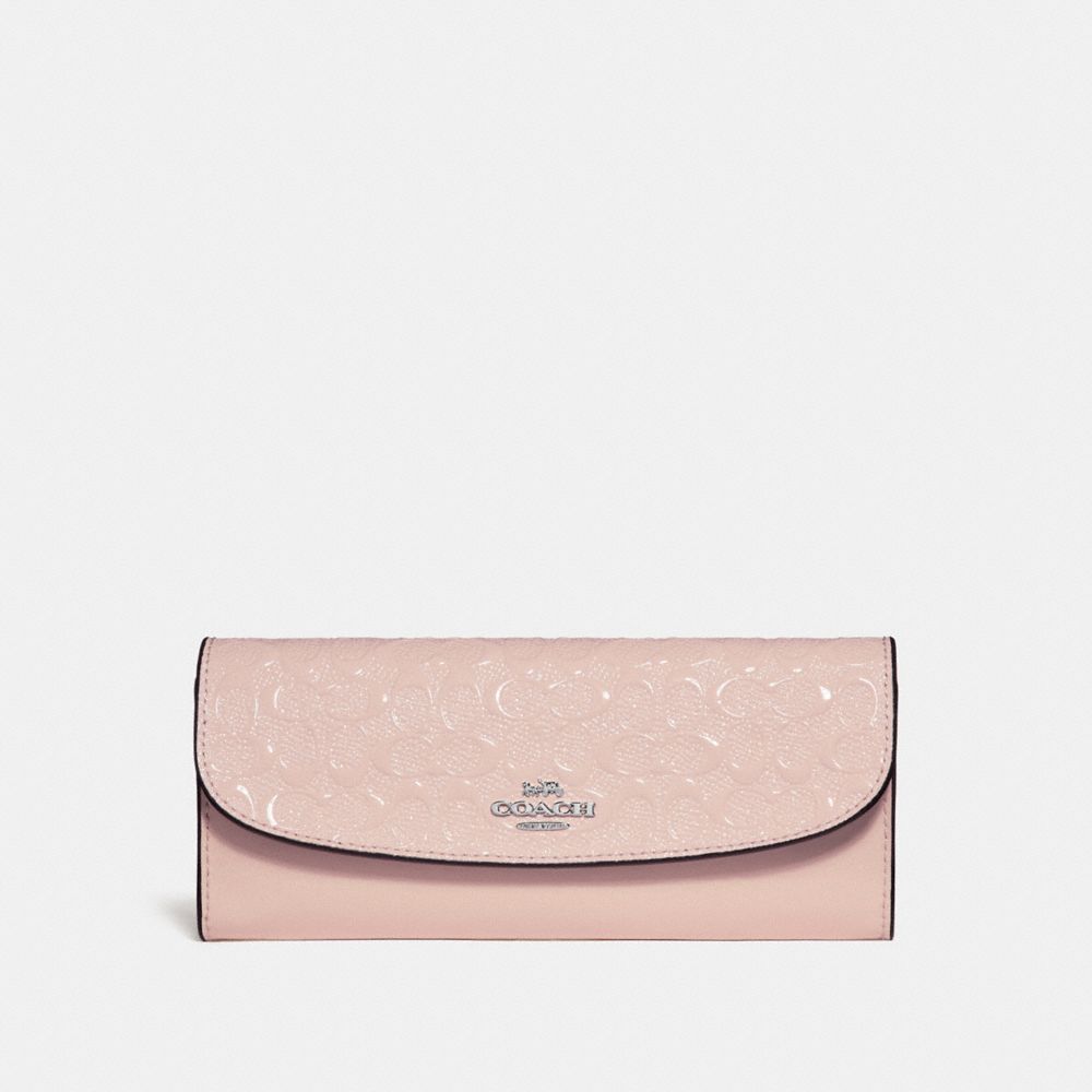 COACH F26814 Soft Wallet In Signature Leather SILVER/LIGHT PINK