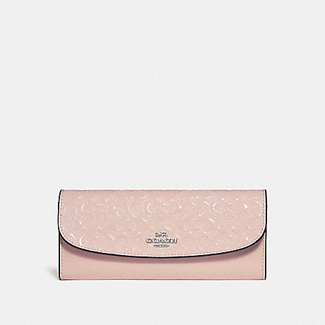 COACH f26814 SOFT WALLET IN SIGNATURE LEATHER SILVER/LIGHT PINK